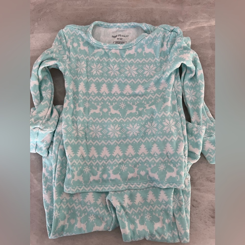 Posh Peanut blue flanellete long sleeve pajamas, 5-6t
